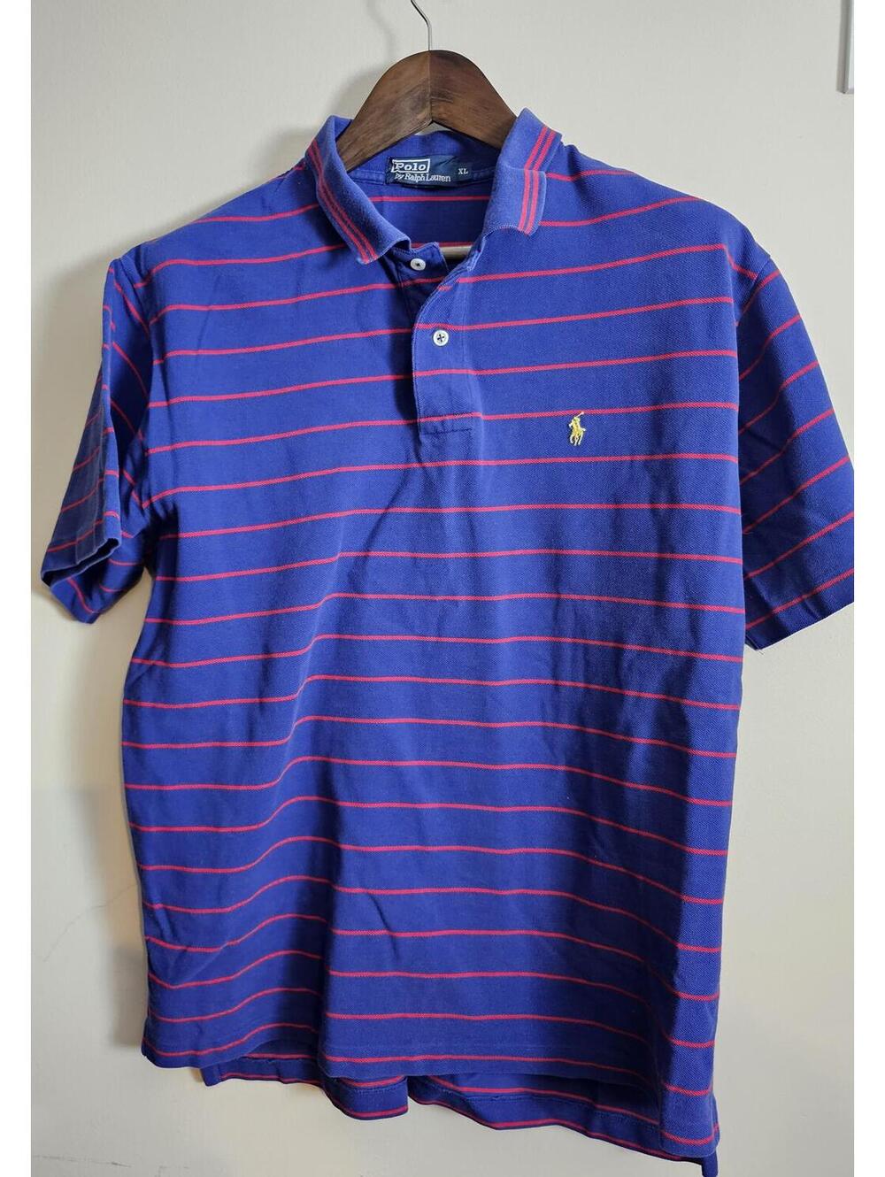 Lacoste Polo Shirt Dark Blue Mens Size XL Stripes Cotton